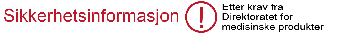 Logo til opplæringsmateriell der det står "Sikkerhetsinformasjon etter krav fra Direktoratet for medisinske produkter"
